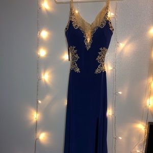 Royal blue and gold dress